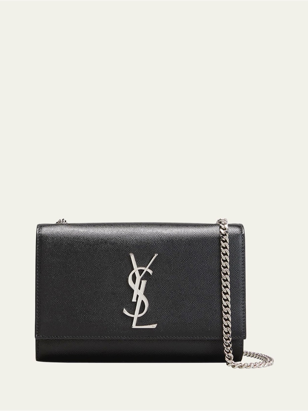 Saint Laurent Black Leather Monogram Chain Crossbody
